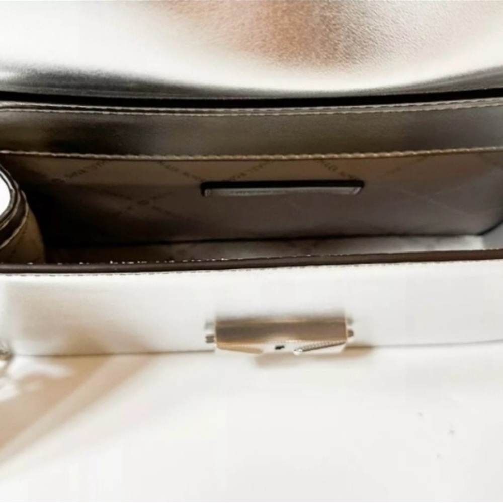 $448 MSRP NWT MK Cece Clutch Crossbody With Detachable Silver Chain Link Strap - Picture 16 of 17